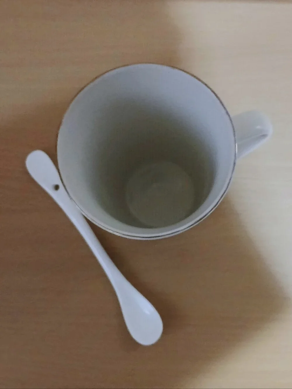 Tall White Ceramic Mug with Spoon. Never Used.